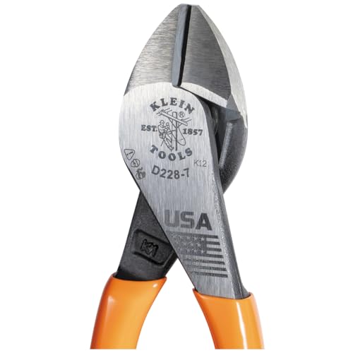 Klein Tools D228-7 Pliers, Made in USA, Diagonal Cutting Pliers with High-Leverage Design, 7-Inch