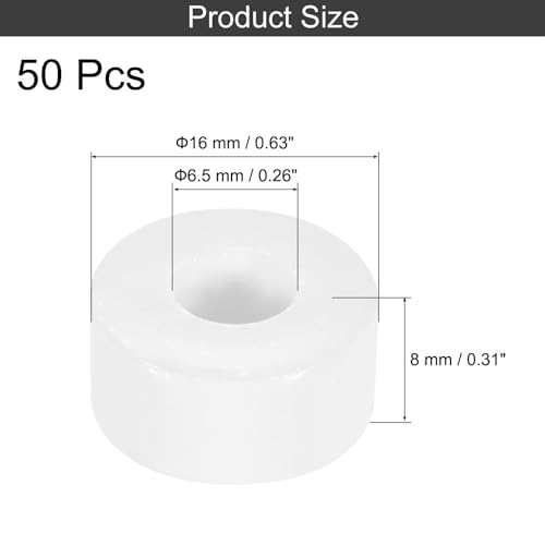MECCANIXITY 50 Pcs Ceramic Washers, 6.5 x 16 x 8mm Round Flat Washers Heat Resistant Insulated Protection Spacer for Cable Bundle, Wire Protection