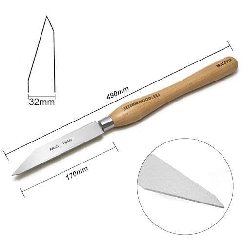 M2 Cryo HSS 2mm Thin Parting Tool with 12-1/2" Beech Handle for Woodlathe Chisels