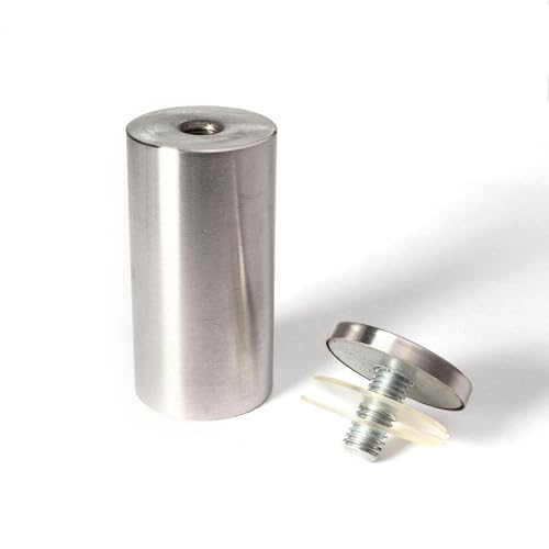 Stainless Steel Standoff 1-1/2 Inch Diameter x 3 Inch Barrel Length Brushed Finish for PVC, Glass and Acrylic Sign Stand Off Wall Anchors and Screws 4 Piece Pack for Heavy Signs