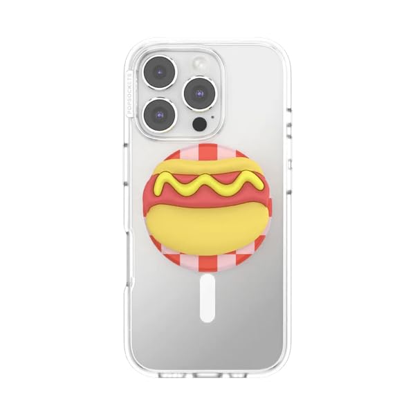 PopSockets Phone Grip for MagSafe, Magnetic Holder- Hot Dog | Removable, For Kindle / Android / iPhone, With Magnet, 3d, Large, Big, Funny