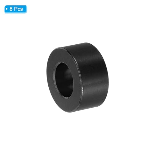 PATIKIL M10 Aluminum Spacer, 8 Pcs Metal Spacers Aluminum 10.5mm ID x 20mm OD x 10mm L Aluminum Spacer Screw Standoff Round for 2/5in or M10 Screw Bolt,Black Black