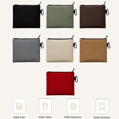 7 Pack Canvas Tool Bag, 12.4"x7.3" Premium Tool Pouch Zipper Bag