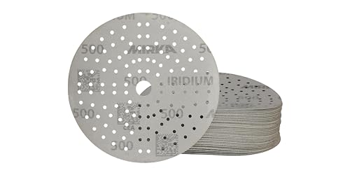 Mirka Iridium 6 Inch 500 Grit Premium Ceramic Blend Sanding Discs, 50 Pack Grit 500