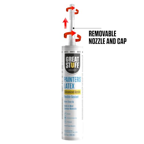 Great Stuff Acrylic Latex Paintable Caulking Sealant - White Caulk, Painters Caulk, Painters Latex Siliconized Acrylic Caulk, Paintable Caulk, White Caulking for Baseboards, Water Clean Up, 10.1 oz