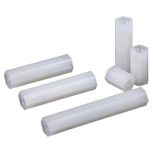 Nylon PA66 Plastic White Color Metric Female Hex Standoffs Spacer,Motherboard Threaded Pillar Plain Finish, Fits Circuit Board Screws Bolts M4X24/30pcs