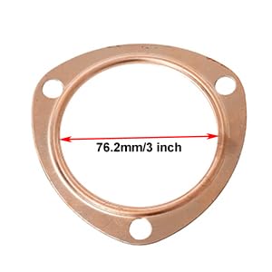 LucaSng 2 PCS 3 Inch Copper Header Exhaust Collector Gaskets, Exhaust Gaskets, Durable, Reusable for SBC BBC 302 350 454 383 Exhaust Gaskets (3 Bolt Pattern)