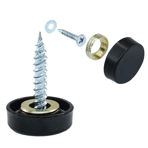 Decorative Screw Covers, Black, 16mm, 24 Pack 16mm-24 Pack-Black