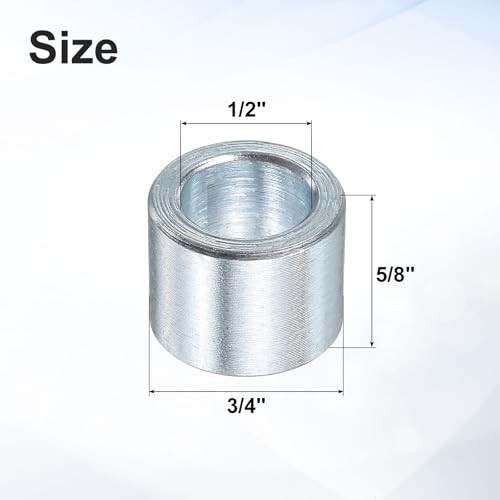 uxcell 25 Pcs Galvanized Steel Spacer 1/2" Bore x 3/4" OD x 5/8" Length, Unthreaded Standoff Bushing Plain Finish, Round Metal Spacer Fits M12 Screws Bolts 1/2"ID x 3/4"OD x 5/8"Length