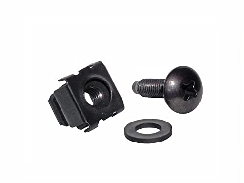 RackGold® Black 10-32 Cage Nut & Screws w/Washers 25-Pack - USA Made &