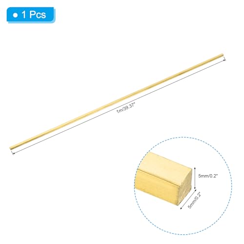 PATIKIL 13/64 x 13/64 x 40" H59 Brass Square Bar, Solid Flat Mill Stock for Crafting Maintenance Electrical Architectural Decoration, Brass 13/64 x 13/64" 1