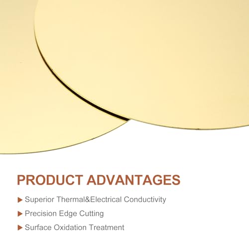 MECCANIXITY 5 Pcs Round Brass Plate, 80mm(3.15") Dia Pure Copper Sheets,2mm H62 Brass Copper Metal Sheet for Crafts, DIY, Electrical Repairs, Industrial Use, Metal Stamping 0.08 x 3.15 inch