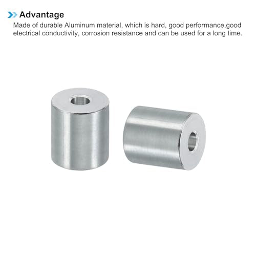 PATIKIL M6 Aluminum Spacers, 5 Pcs Metal Spacer Aluminum 6.5mm ID x 20mm OD x 20mm L Aluminum Spacer Screw Standoff Round for 1/4" or M6 Screw Bolts