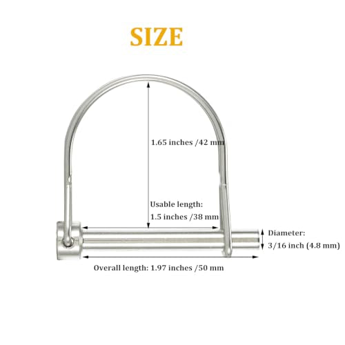 Pack of 4 Trailer Coupler Pin, Wire Lock Pin, 316 Stainless Steel Hardware Pin 3/16 " (4.8 mm) Diameter, 1.97" (50 mm) Length, Heavy Duty Safety Coupler Pin 3/16" x 1.97"