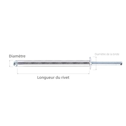 30Pcs Aluminum Extra Long Blind Rivets, 1/4"x1-37/64" (M6.4x40mm) 1/4"x1-37/64"