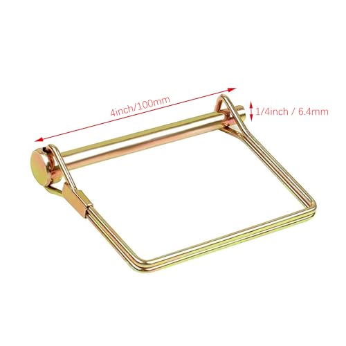 10 Pack 1/4x4 Inch Trailer Coupler Pin Heavy Duty Wire Lock Pin PTO Shaft Locking Hitch Pin Safety Towing Hitch Pin Trailer Accessories for Farm Trailers Wagons Lawn Garden (Gold) Gold