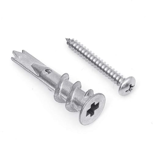AXK 120pcs/set Drywall Anchor Zinc Alloy Self Drilling Hollow wall Anchor with Screw Stud Anchor for Wall Hanging 120PCS--One Size