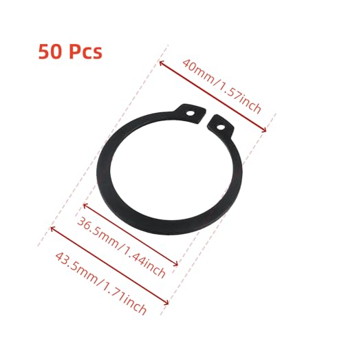 Oedema 50 Pcs External Large Retaining Rings External Circlip Round Wire Snap Rings 1-5/8 Inch for Automobiles, Cylinders, Lawn Mowers, Black 40mm/1.57inch
