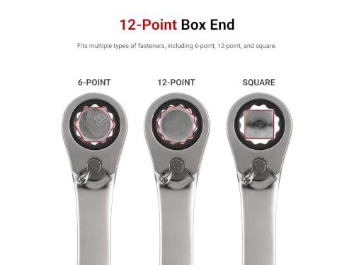TEKTON 9/16 Inch Long Fixed/Flex Head Ratcheting Box End Wrench | WRB35314
