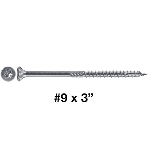Jake Sales #9 x 3 Silver Star Stainless Steel Wood Screw Torx/Star Drive Head - Grade 300 Series Stainless Steel Torx/Star Drive Wood Screws - (1 Pound - 84 Approx. Screws) 9x3" 1 LB