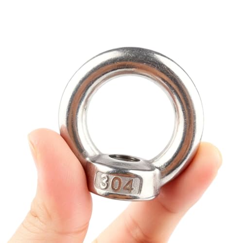 6 Pack M12 Lifting Eye Nut, 1/2" Ring Shape Eye Bolt Nuts 304 Stainless Steel M12-1/2"