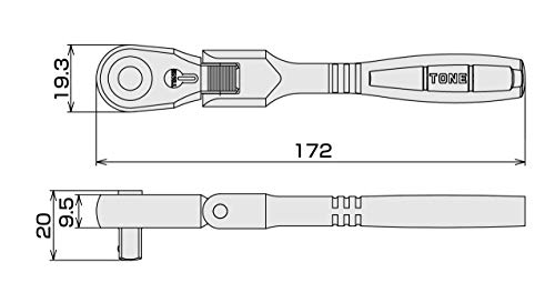  [AUSTRALIA] - TONE Long Ratchet Handle Flex Head (Socket Hold Type) RH2FHL 1/4" Inch Drive Drive: 1/4 inch (6.35 mm)