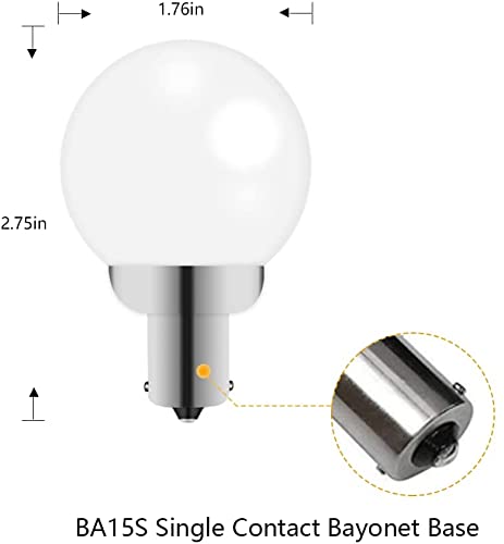 Cheopha 1141 1156 20-99 12V RV Vanity LED Light Bulbs BA15S Single Contact Bayonet Base for RV Camper Trailer Motorhome Marine Boat Interior Bedroom Light Bulb 2W Cool White Pack of 4 4 Count(Pack of 1)