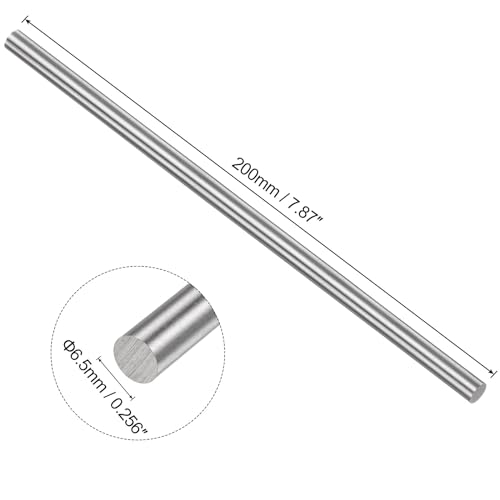 uxcell 10pcs Round Steel Metal Rods, 6.5mm x 200mm High Speed Steel (HSS) Lathe Bar Stock Tool, for Shaft Gear Drill Lathes Boring Machine Turning Miniature DIY Craft 10