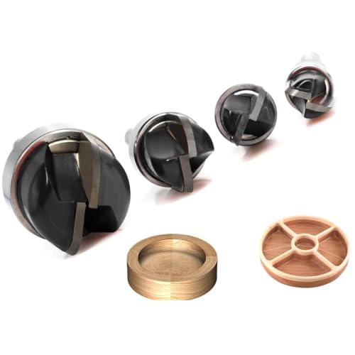 4PCS Bowl & Tray Template Router Bit Set 1/4 Inch Shank, Cove Juice Groove Router Bit, Carbide Tipped Circle Round Nose Cutting, Ideal for Making Wood Bowls, Trays, Boxes, Board Troughs 4pcs 1/4 Inch