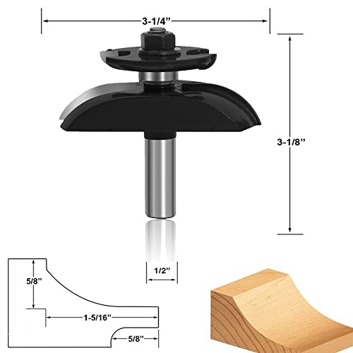 LEATBUY 3 PCS Router Bit Set, 1/2-Inch Shank Round Over Raised Panel Cabinet Door Rail and Stile Router Bits, Woodworking Wood Cutter, Wood Carbide Groove Tongue Milling Tool (DD-54)