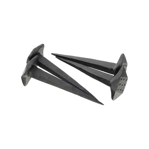 Hand Forged Handmade Traditional Pack of 4 Old Antique Rustic Square Dotted Head 3” Black Iron Nails - Door Furniture Decorative Studs Pins Nails Set
