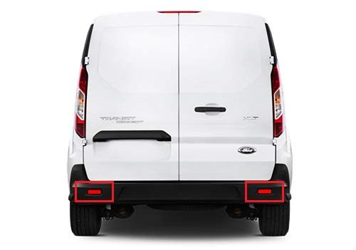 2x Black Smoked Lens Rear Bumper Reflector LED Tail Stop Brake Light L+R For 2014+ Ford Transit 150/250/350/350 HD Transit Connect (Black Smoked)