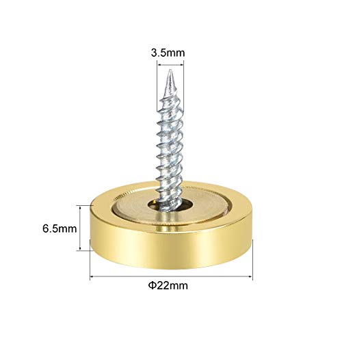 uxcell Mirror Screws Decorative Cap Cover Nails Polished Gold 22mm 4pcs