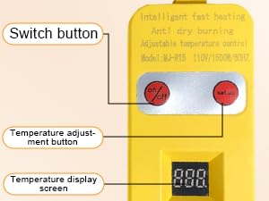 Portable Water Heater – 1500W Immersion Heater for Bathtub with Switch Control, Bucket, Hot Tub, and Mini Inflatable Pool – Fast Heating with Rust-Resistant 304 Stainless Steel Cap(Yellow) Yellow