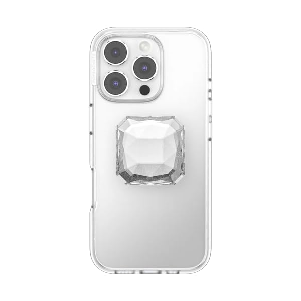 PopSockets Adhesive Phone Grip, Holder, Phone Stand, Heart - Pillow Cut Heart Clear Glitter Pillow Cut Glitter