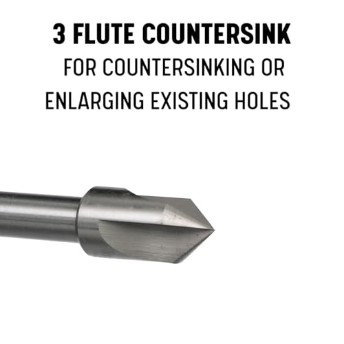 Drill America 5 Piece 3-Flute Countersink Set, Sizes: 1/4, 3/8, 1/2, 5/8 and 3/4, 82 Degrees 5 Piece Set (1/4 -3/4) 3 Flute