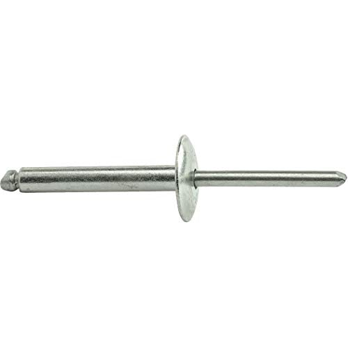 Fastenere Large Flange Pop Rivets - 3/16" x 1" (25 Pack) Heavy Duty, Stainless Steel Blind Rivets, Open End 6-16 Grip Range .876" - 1.00", Corrosion Resistant, High Tensile & Shear Strength 3/16" x 1" (6-16) (25 Pack)