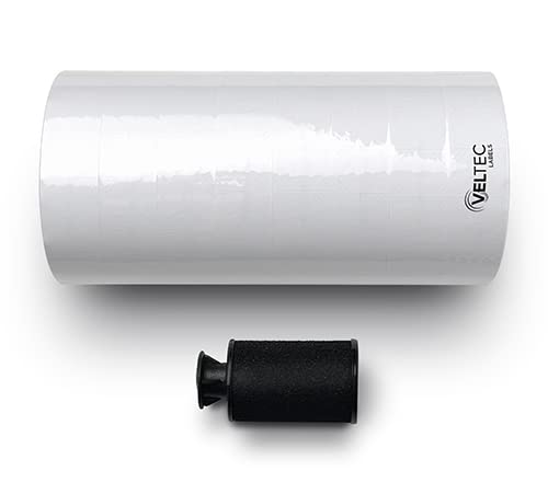 Veltec Pricing Labels for Monarch 1136 Labeler, 8 Rolls, 14,000 Two Line Labels, Ink Roller Included (White) White