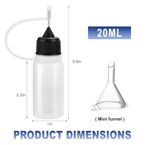  [AUSTRALIA] - 3 PCS Needle Tip Glue Bottle, 20ML Precision Oil Applicators Empty Squeeze Bottles with Funnel, Automotive Stainless Needle Tip Leak-Proof Containers for Glue Liquid