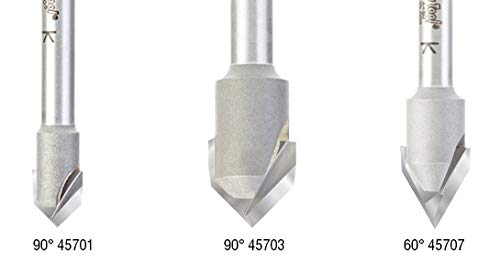 Amana Tool - 45703 Carbide Tipped "Zero Pt." V-Groove 90 Deg x 1/2 Dia x 1/2 x 1/4" 1/2 Dia x 1/2 x 1/4"