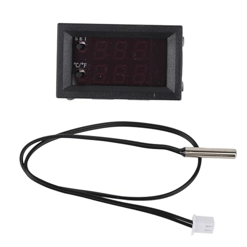 Temperature Controller, Digital Display DC 12V Thermostat, -50 to 110 Celsius Programmable Temperature Sensor for Home, Heater, Equipment Case