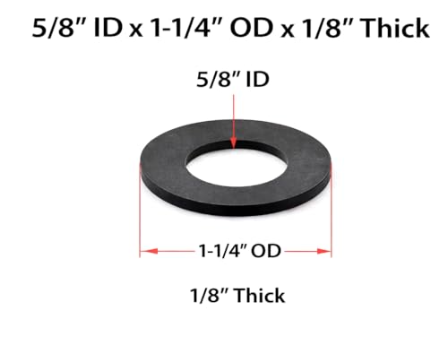 5/8" ID x 1-1/4" OD x 1/8" Thick Nitrile Rubber Washers, Vibration Isolation Spacers for Equipment Mounting, Machinery, Electrical Enclosures, Compressors & Pumps, 10 Pack
