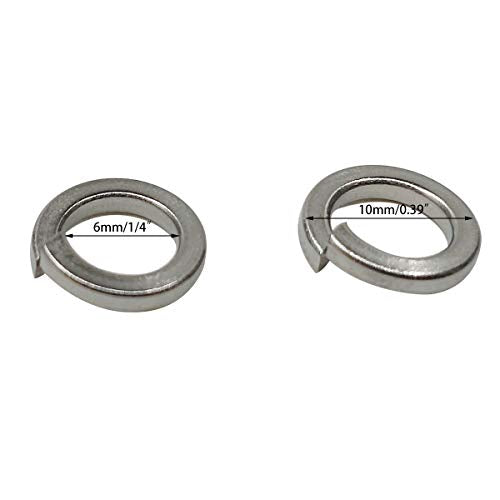 M6 Stainless Steel Split Lock Washers, 6mm ID, 10mm OD,18-8 (304) Stainless Steel, Spring Lock Washers for M6 Screw Bolts 150pcs (M6)