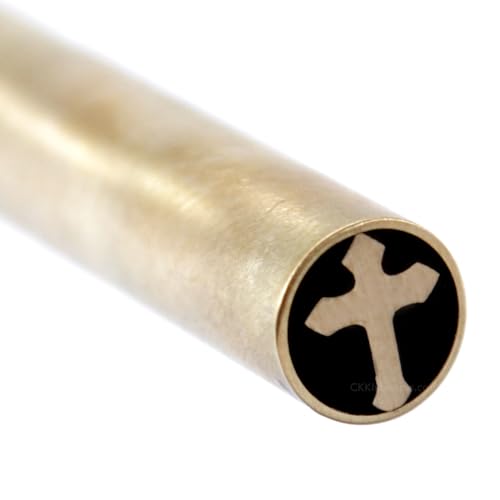 EZSMITH Mosaic Pin - (0.375 (3/8) Inch Diameter) - (Cross) - (MP-1005BB-375) - (Brass Outer)(Brass Inner) - Decorative Knife Handle Pins and Rods for Fixed Blade Knives MP-1005BB-375