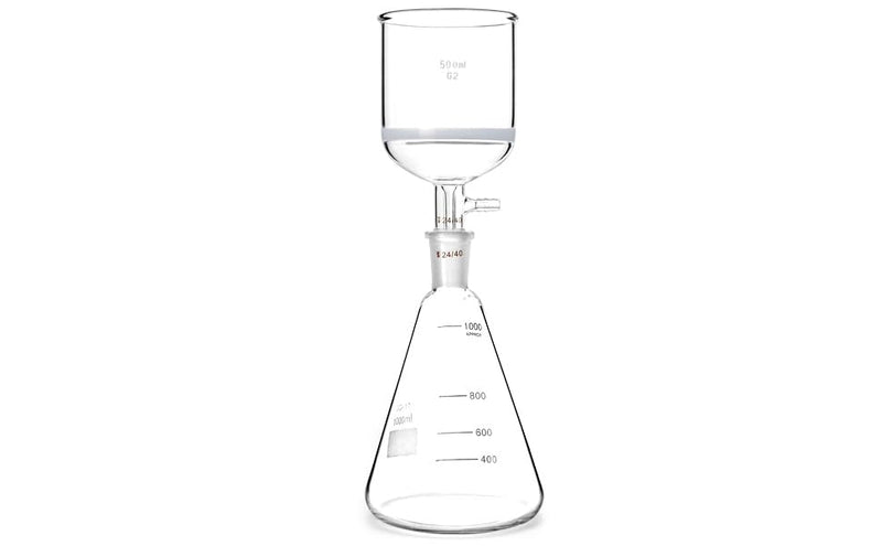 QWORK Borosilicate Glass 500ml Buchner Filtering Funnel and 1000 mL Erlenmeyer Flask, with Standard 24/40 Joint