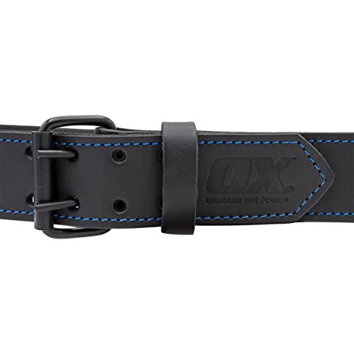 OX Pro Leather Tool Belt 2 in Wide - Fits 30 to 42 in Waist Black (S/M)