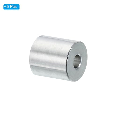PATIKIL M6 Aluminum Spacers, 5 Pcs Metal Spacer Aluminum 6.5mm ID x 20mm OD x 20mm L Aluminum Spacer Screw Standoff Round for 1/4" or M6 Screw Bolts