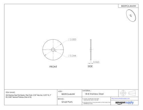 Small Parts 18-8 Stainless Steel Flat Washer, Plain Finish, 1" Hole Size, 1-1/16" ID, 2" OD, 0.125" Nominal Thickness (Pack of 10) 1" 1.060 Inches 2 Inches 0.125 Inches