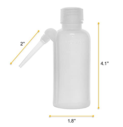 EISCO Wash Bottle, 125ml - Polyethylene - Translucent, Unbreakable - Screw Cap with Down Spout for Dispensing Liquid Labs (Pack of 4) 4.2 Ounces (Pack of 4)