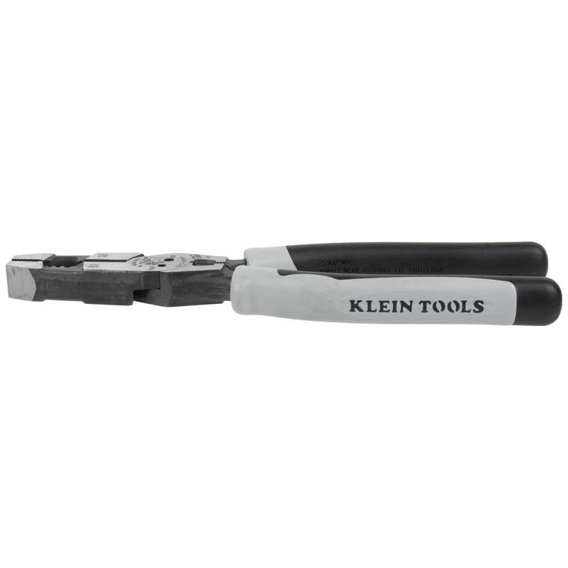 Klein Tools J2159CRTP Side Cutting Pliers, Made in USA, 9-Inch Journeyman High Leverage Hybrid Pliers with Crimper, Fish Tape Puller and Wire Stripper Multitool Pliers